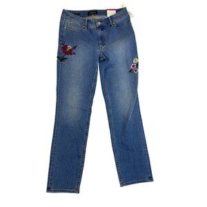 Talbots Women's Blue Medium Wash Embroidered Mid-Rise Jeans Sz 6 - New